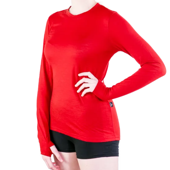 WOFCE TrickOolong dámské merino tričko dlouhý rukáv červená